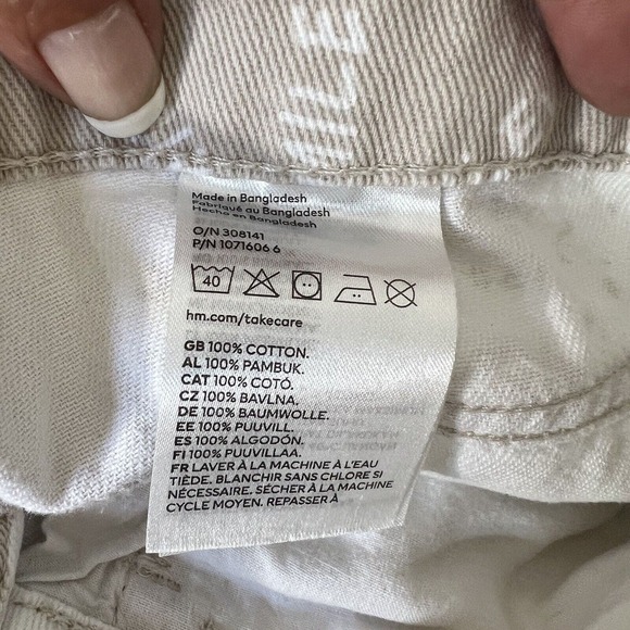 Smiley X H&M Denim Pants Women Size 2 High Rise Wide Leg Beige All Over Print - Picture 13 of 14